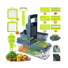 All-in-One Vegetable Chopper & Slicer – 14-in-1 Manual Food Cutter with Interchangeable Blades
