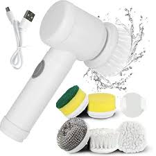 Cordless Electric Magic Brush – 5-in-1 Multipurpose 360° Rotating Scrubber for Bathroom, Kitchen & Tiles